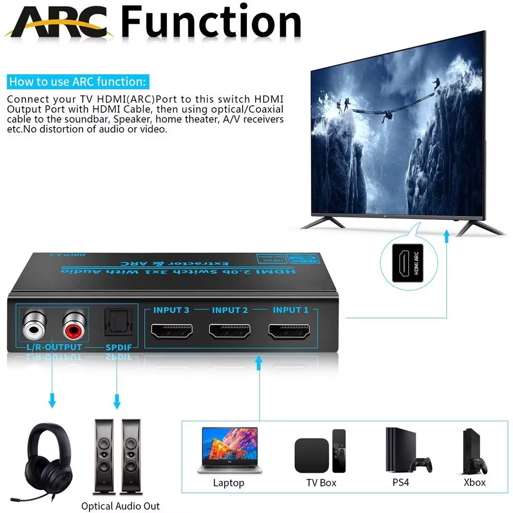 Hdmi Arc Cable - HDMI 호환 스위치 오디오 추출기 4K@60Hz