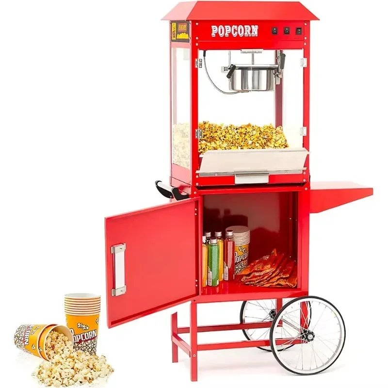 Popcorn Machine Home - 스테인리스 스틸 이동식 1400와트 팝콘 기계,