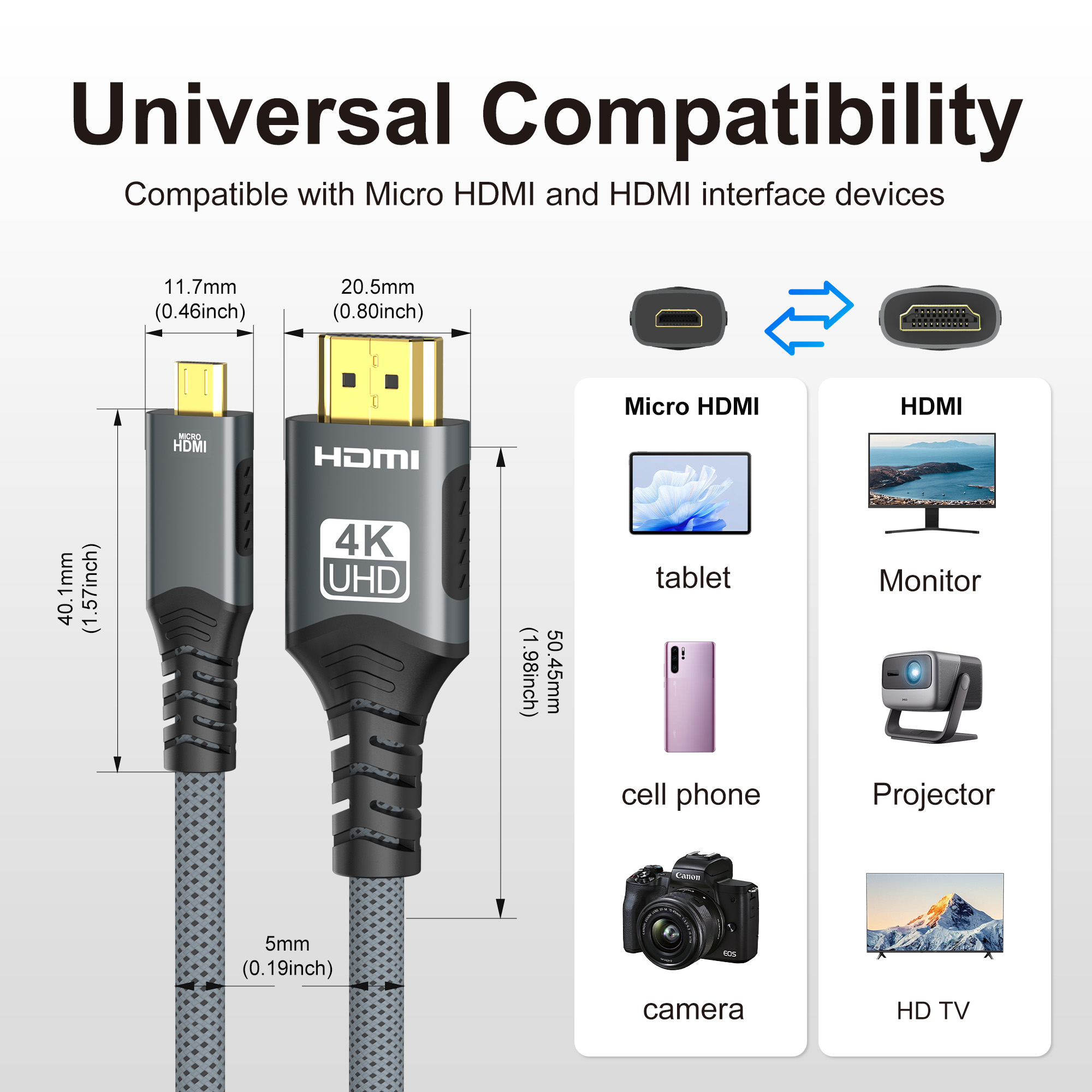 4K 마이크로 HDMI 호환 HDMI 4K@60Hz 1 - Hdmi Arc Cable 리뷰 및 가격
